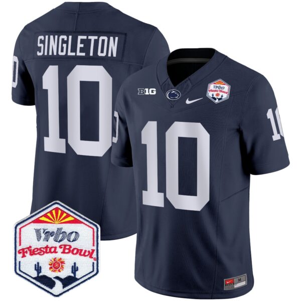Penn State Nittany Lions 2024 The Fiesta Bowl Patch Vapor Limited Jersey – All Stitched – Navy – Nicholas Singleton Jersey