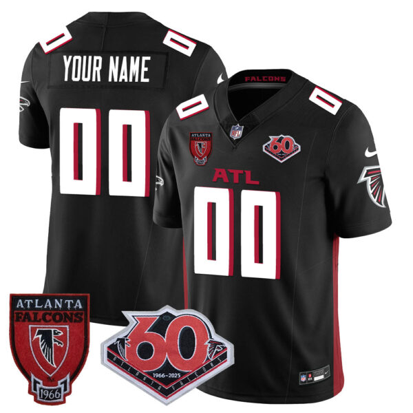 Atlanta Falcons 60th Season Vapor Limited Custom Jersey – All Stitched – Black Jersey