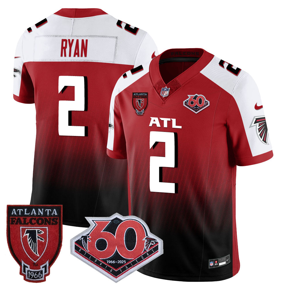 Atlanta Falcons 60th Season Vapor Limited Jersey – All Stitched – Red Alternate – Matt Ryan Jersey
