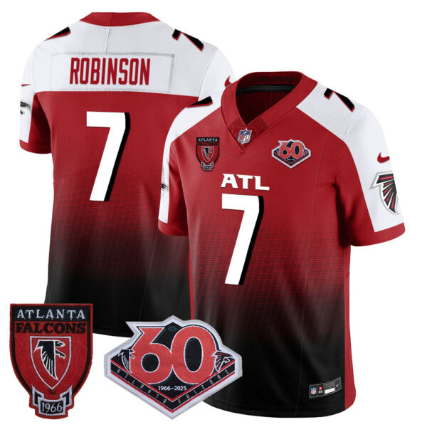 Atlanta Falcons 60th Season Vapor Limited Jersey – All Stitched – Red Alternate – Bijan Robinson Jersey