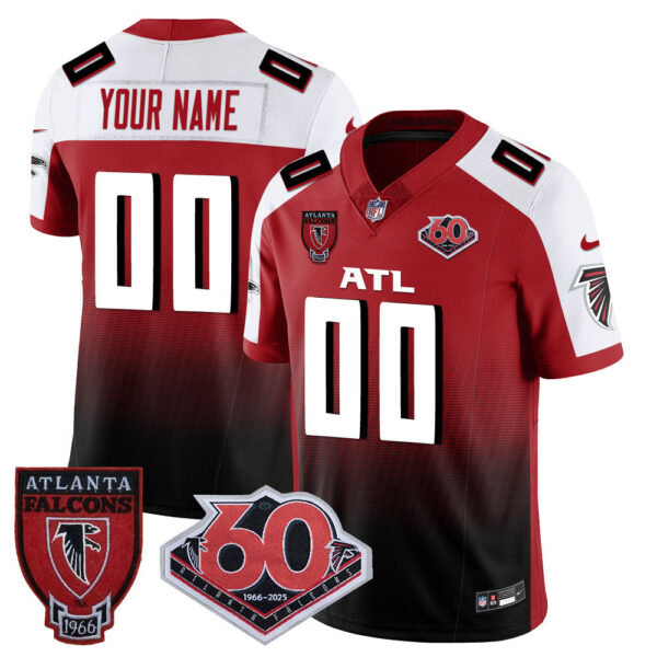 Atlanta Falcons 60th Season Vapor Limited Custom Jersey – All Stitched – Red Alternate Jersey