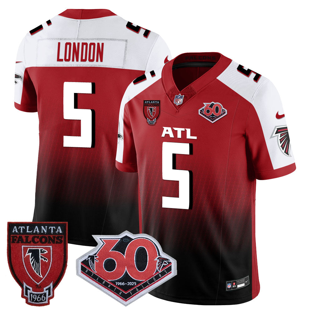 Atlanta Falcons 60th Season Vapor Limited Jersey – All Stitched – Red Alternate – Drake London Jersey