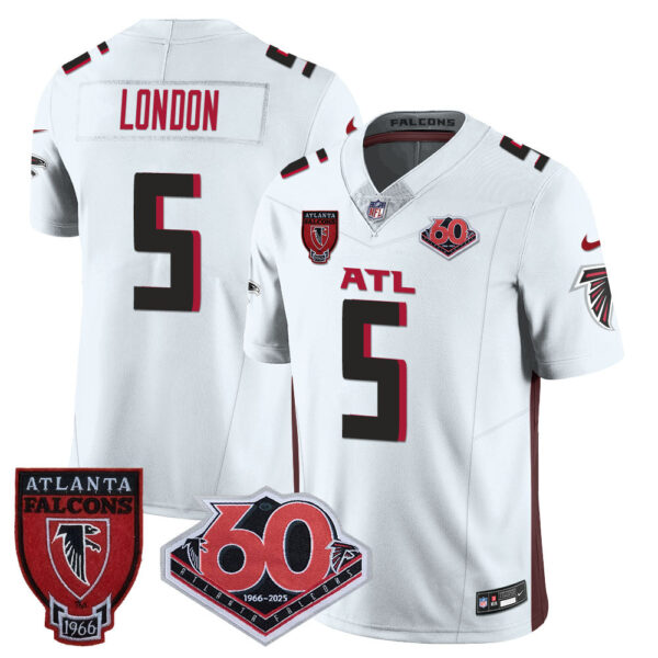Atlanta Falcons 60th Season Vapor Limited Jersey – All Stitched – White – Drake London Jersey