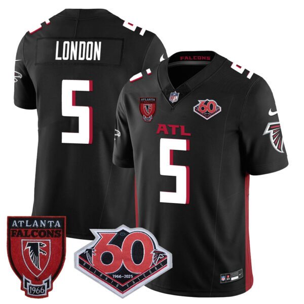 Atlanta Falcons 60th Season Vapor Limited Jersey – All Stitched – Black – Drake London Jersey