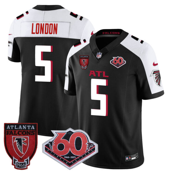 Atlanta Falcons 60th Season Vapor Limited Jersey – All Stitched – Black Alternate – Drake London Jersey