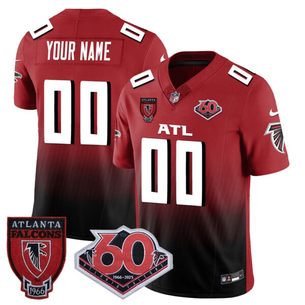 Atlanta Falcons 60th Season Vapor Limited Custom Jersey – All Stitched – Red Jersey