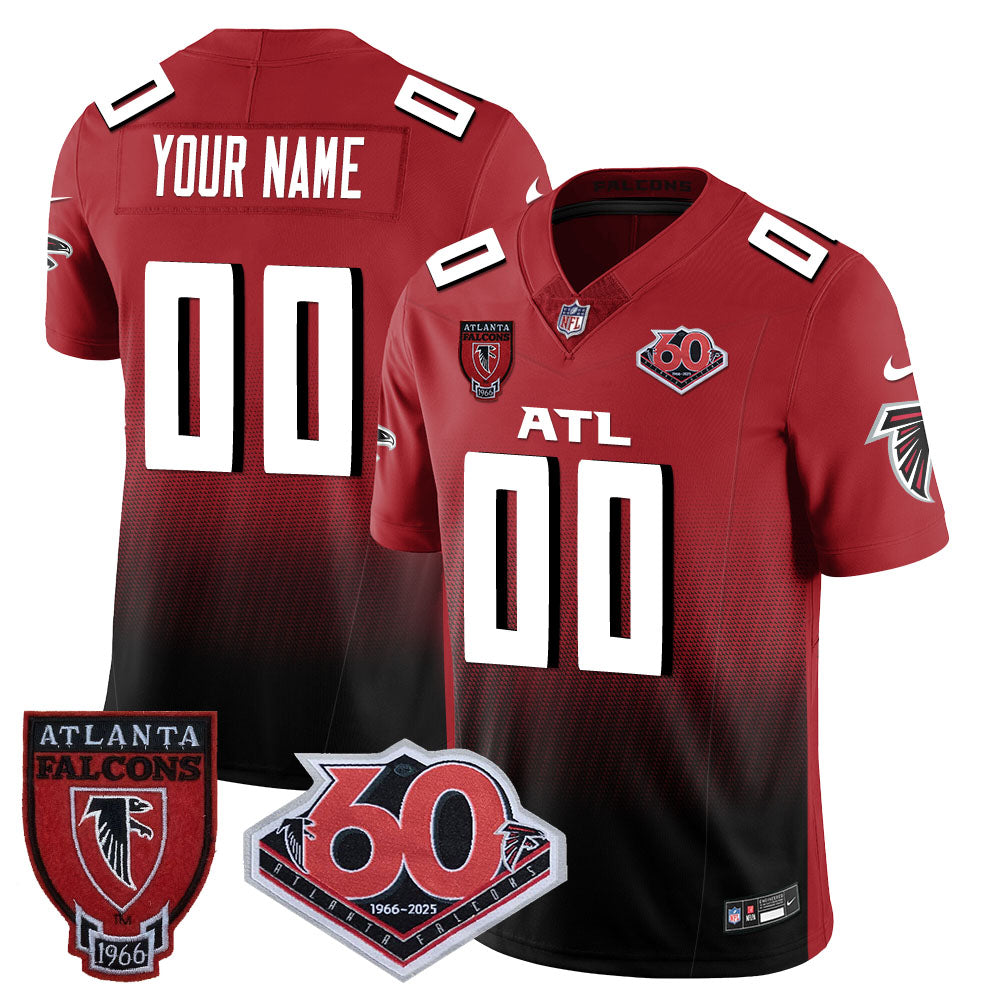 Atlanta Falcons 60th Season Vapor Limited Custom Jersey – All Stitched – Red Jersey