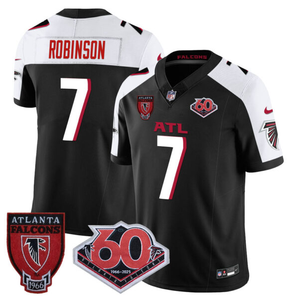 Atlanta Falcons 60th Season Vapor Limited Jersey – All Stitched – Black Alternate – Bijan Robinson Jersey
