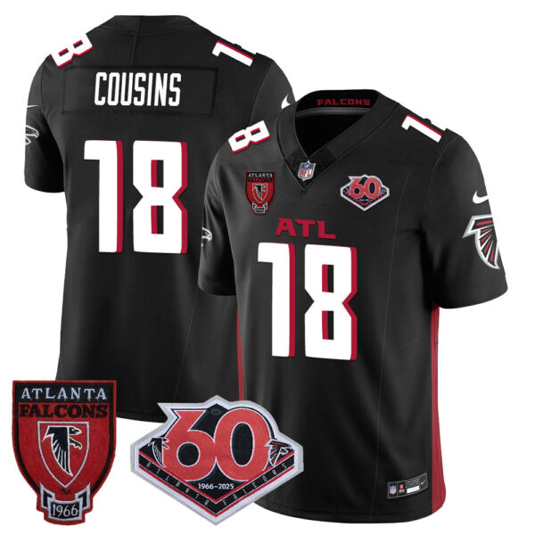 Atlanta Falcons 60th Season Vapor Limited Jersey – All Stitched – Black – Kirk Cousins Jersey