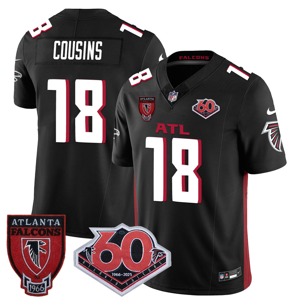 Atlanta Falcons 60th Season Vapor Limited Jersey – All Stitched – Black – Kirk Cousins Jersey