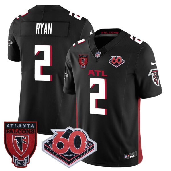 Atlanta Falcons 60th Season Vapor Limited Jersey – All Stitched – Black – Matt Ryan Jersey