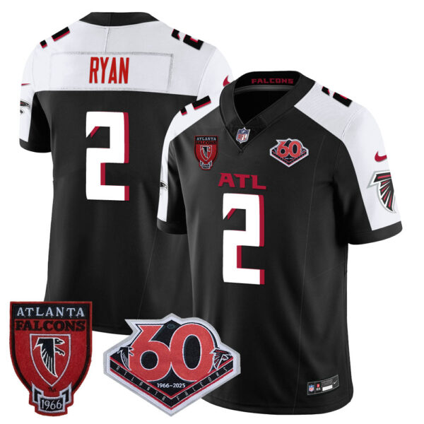 Atlanta Falcons 60th Season Vapor Limited Jersey – All Stitched – Black Alternate – Matt Ryan Jersey