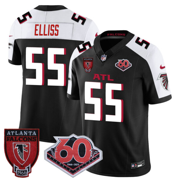 Atlanta Falcons 60th Season Vapor Limited Jersey – All Stitched – Black Alternate – Kaden Elliss Jersey