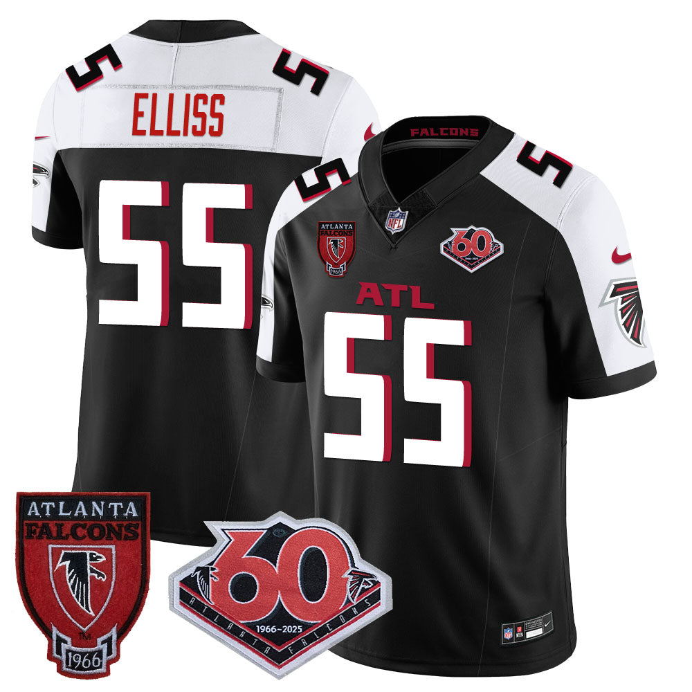 Atlanta Falcons 60th Season Vapor Limited Jersey – All Stitched – Black Alternate – Kaden Elliss Jersey