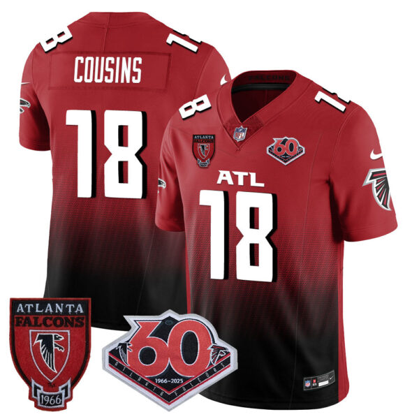 Atlanta Falcons 60th Season Vapor Limited Jersey – All Stitched – Red – Kirk Cousins Jersey