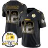 Steelers Arch Smoke 50th Anniversary Of Super Bowl IX Patch Vapor Limited Jersey – All Stitched – Black – Terry Bradshaw Jersey