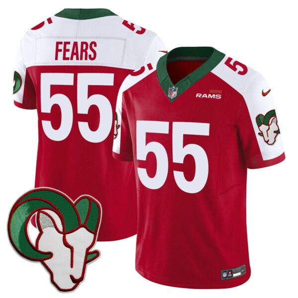 Rams Mexico Vapor Limited Jersey – All Stitched – Red Alternate – Tom Fears Jersey