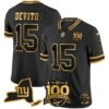 New York Giants 100th Season & State Patch Gold Vapor Limited Jersey – All Stitched – Black Gold – Tommy DeVito Jersey