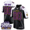 Minnesota Vikings King Of The North Patch Throwback Game Custom Jersey – All Stitched – Black Alternate Jersey
