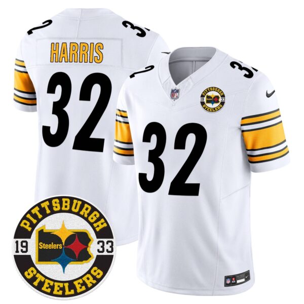 Steelers 2024 Vapor Limited Jersey – Est 1933 Patch – All Stitched – White – Franco Harris Jersey