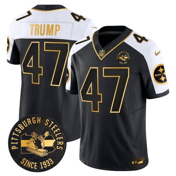 Pittsburgh Steelers Throwback 1933 Patch Gold Vapor Limited Jersey – All Stitched – Alternate – Donald Trump Jersey