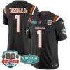 Dolphins 50th & Don Shula 347 Memorial Patch Vapor Limited Jersey – All Stitched – Black – Tua Tagovailoa Jersey
