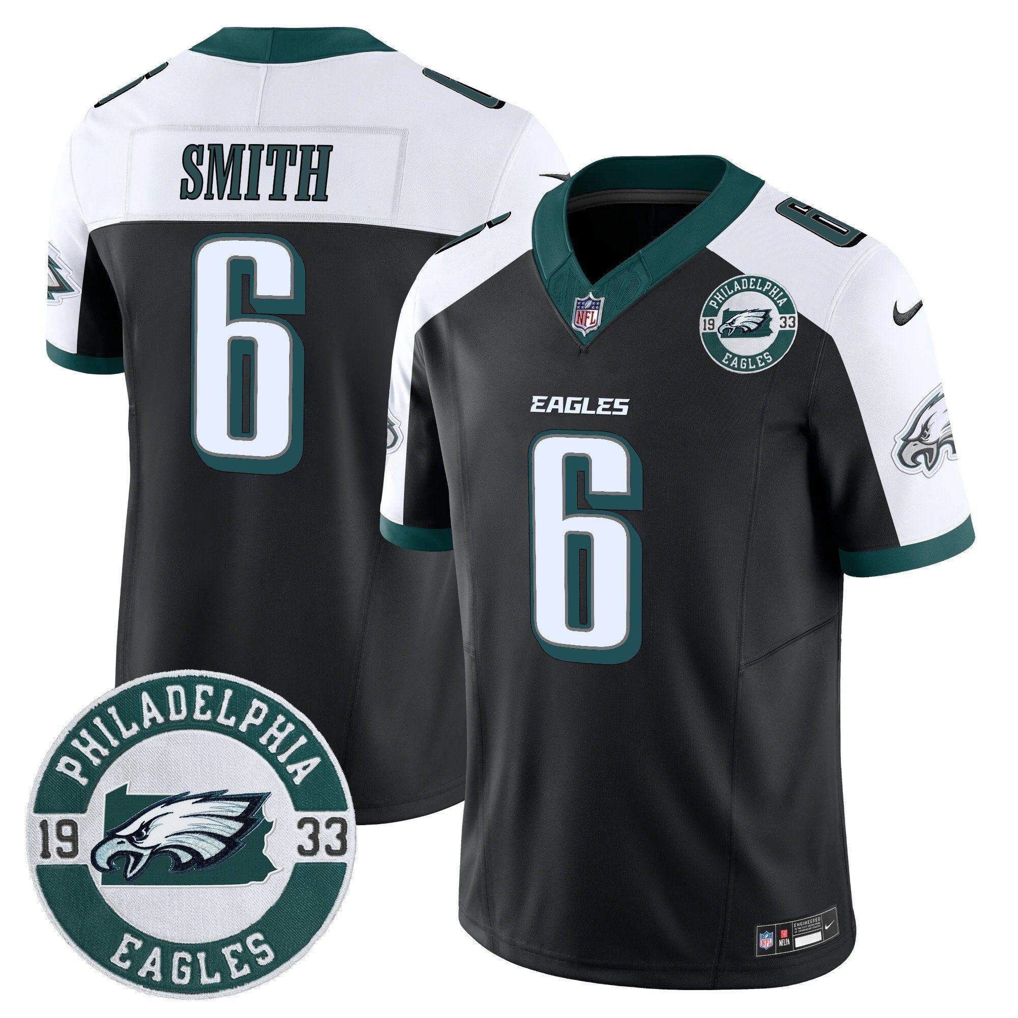 Eagles 2024 Vapor Limited Jersey – Est. 1933 Patch – All Stitched – Black Alternate – DeVonta Smith Jersey