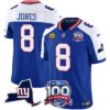 New York Giants 100th Season & State Patch Vapor Limited Jersey – All Stitched – Royal Alternate – Daniel Jones Jersey
