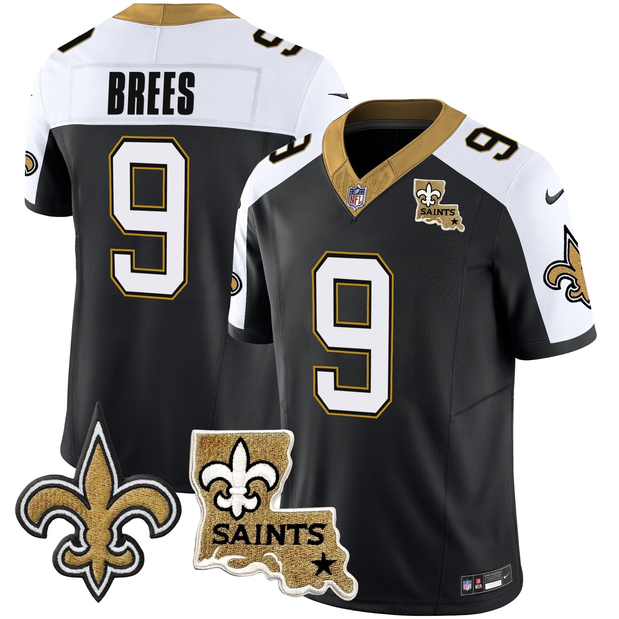 Saints Vapor Limited Jersey – New Orleans Patch – All Stitched – Alternate – Drew Brees Jersey