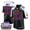Minnesota Vikings King Of The North Patch Throwback Game Jersey – All Stitched – Black Alternate – Aaron Jones Jersey