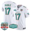 Dolphins Shula 347 Patch Vapor Limited Jersey V2 – All Stitched – White – Jaylen Waddle Jersey