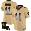 Saints 1987 Legacy Arch Smoke Jersey – All Stitched – Gold – Alvin Kamara Jersey