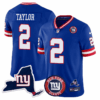 Giants New York State & Logo Patch Limited Jersey – All Stitched – Royal – Tyrod Taylor Jersey