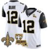 Saints Vapor Limited Jersey – New Orleans Patch – All Stitched – Black Sleeves – Chris Olave Jersey