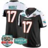 Dolphins Shula 347 Patch Vapor Limited Jersey V2 – All Stitched – Black Alternate – Jaylen Waddle Jersey