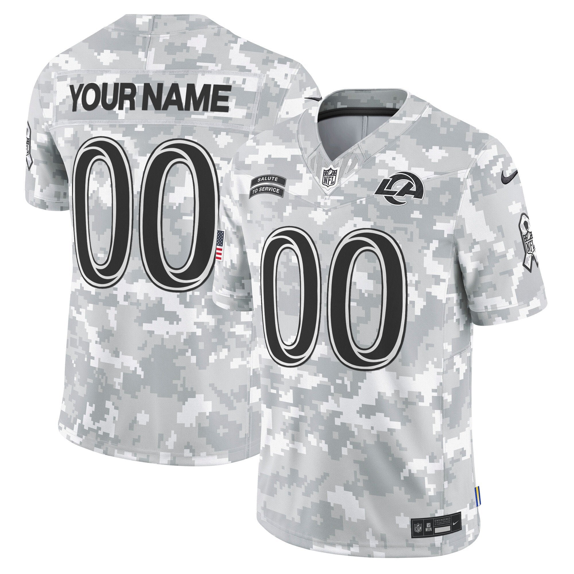 Rams 2024 Salute to Service Vapor Limited Custom Jersey – Arctic Camo – All Stitched – Custom Jersey