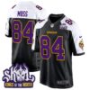Minnesota Vikings King Of The North Patch Throwback Game Jersey – All Stitched – Black Alternate – Randy Moss Jersey