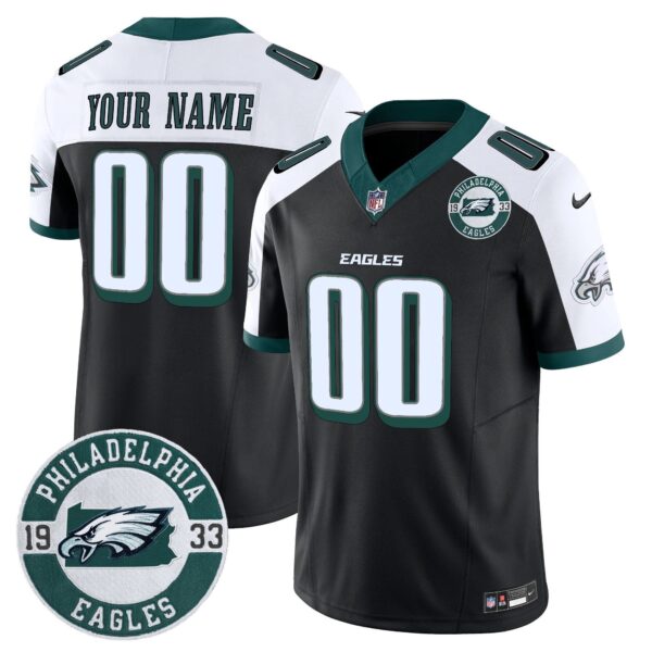 Eagles 2024 Vapor Limited Custom Jersey – Est. 1933 Patch – All Stitched – Black Alternate Jersey