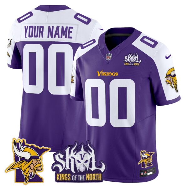 Minnesota Vikings Kings Of The North Patch Vapor Limited Custom Jersey V3 – All Stitched – Purple Alternate Jersey