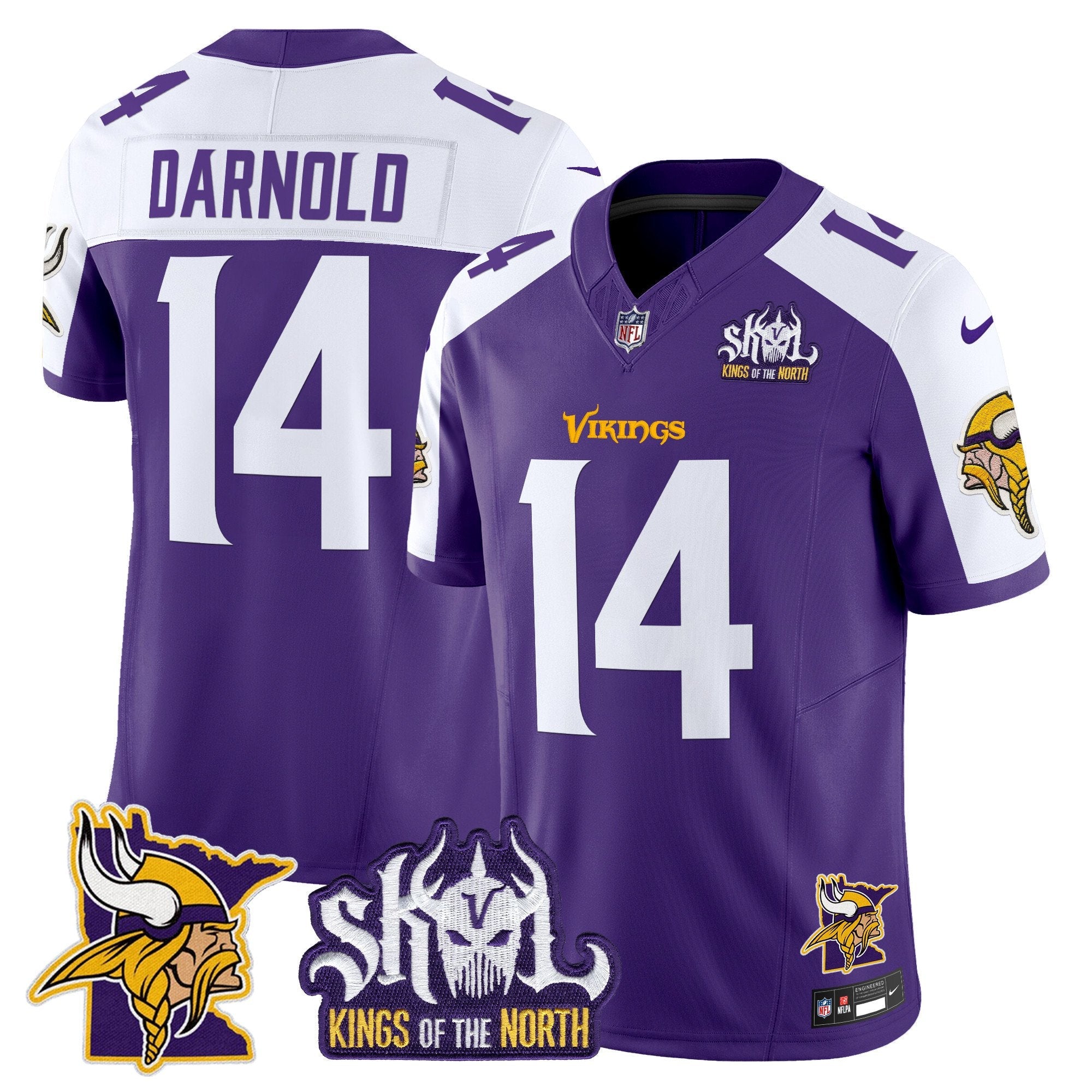 Minnesota Vikings Kings Of The North Patch Vapor Limited Jersey V3 – All Stitched – Purple Alternate – Sam Darnold Jersey