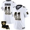 Saints 1987 Legacy Arch Smoke Jersey – All Stitched – White – Alvin Kamara Jersey