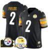 Steelers 50th Anniversary Of Super Bowl IX & Map Patch Vapor Limited Jersey – All Stitched – Black – Justin Fields Jersey