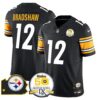 Steelers 50th Anniversary Of Super Bowl IX & Map Patch Vapor Limited Jersey – All Stitched – Black – Terry Bradshaw Jersey