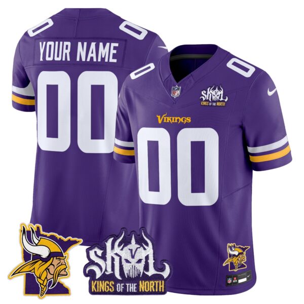 Minnesota Vikings Kings Of The North Patch Vapor Limited Custom Jersey V3 – All Stitched – Purple Jersey
