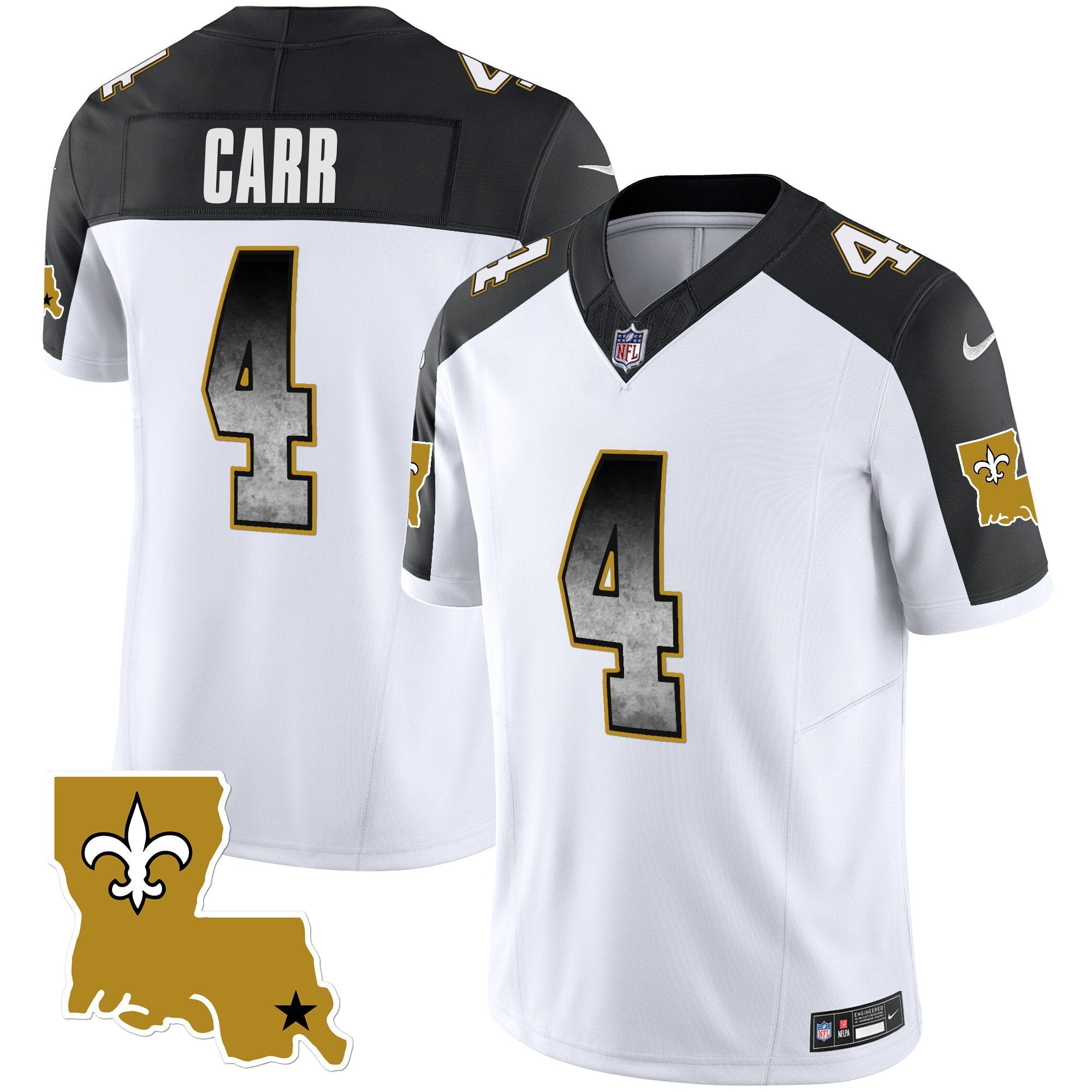 Saints 1987 Legacy Arch Smoke Jersey – All Stitched – Inverted – Derek Carr Jersey