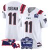 Patriots Bill Belichick 6x Champions Patch Vapor Jersey – All Stitched – White – Julian Edelman Jersey