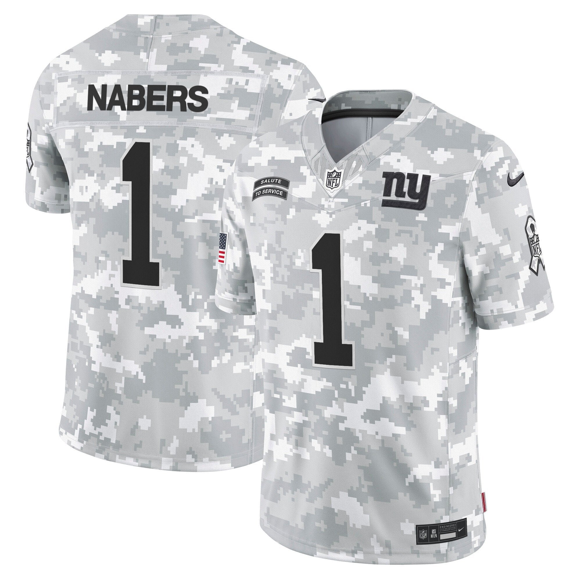 New York Giants 2024 Salute to Service Vapor Limited Jersey – Arctic Camo – All stitched – Malik Nabers Jersey
