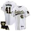 Saints 1987 Legacy Cool Base Jersey – All Stitched – White – Alvin Kamara Jersey