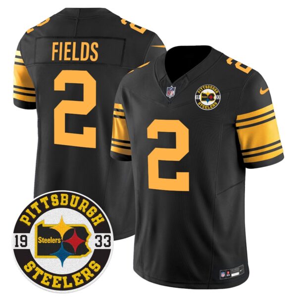 Steelers 2024 Vapor Limited Jersey – Est 1933 Patch – All Stitched – Color Rush – Justin Fields Jersey