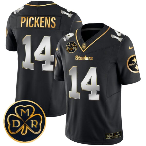 Steelers DMR Patch Gold Vapor Limited Jersey – All Stitched – Black Limited – George Pickens Jersey